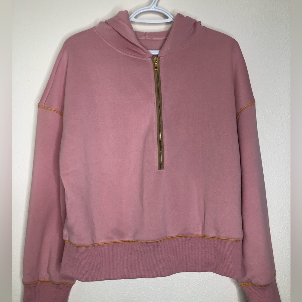 Shein Pink and Gold Half-Zip Hoodie— Large - Picture 1 of 4